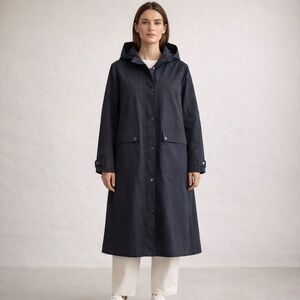 YERSE Barcelona Navy Hooded Raincoat Minimalist Technical Trench S Oversized